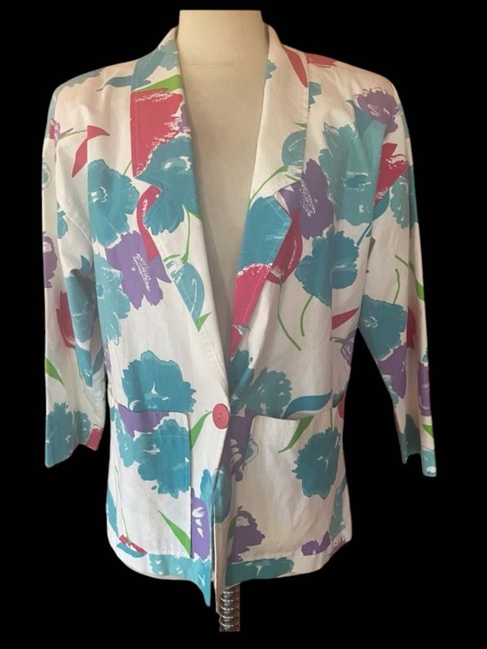 1980s Cinnamon-Stick California Floral Cotton Blazer